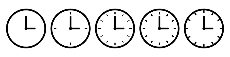 Time clock icon set simple design - obrazy, fototapety, plakaty