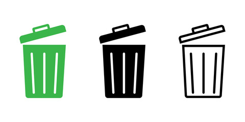 Trash bin icon set simple design