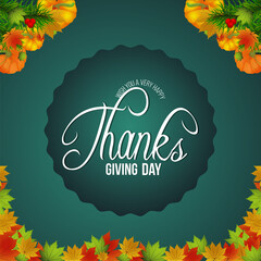 Happy thanksgiving invitation greeting card with creative vector background