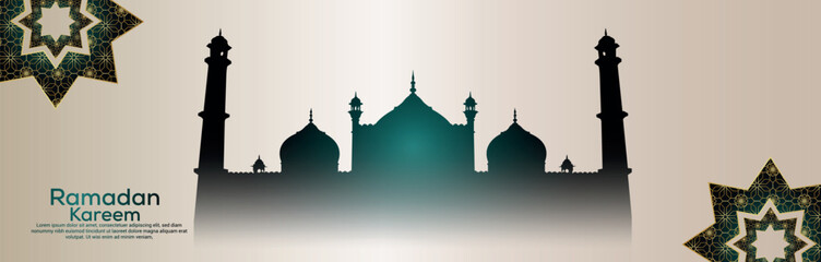 Islamic festival ramadan kareem with golden mosque