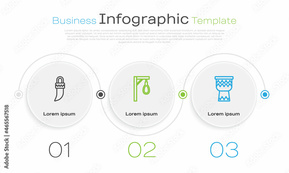 Canvas Prints set line tooth, gallows and drum. business infographic template. vector