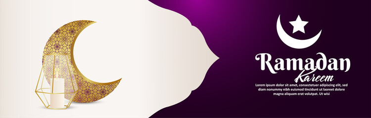 Islamic festival ramadan kareem with golden moon and lantern