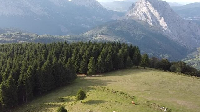 aerial footage of the basque mountains in spain