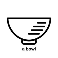 A flat and empty food bowl drawn with a line