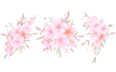 Fototapeta na wymiar 美しく華やかな桜の飾りバリエーションのイラストベクター素材