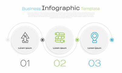 Set line Percent up arrow, Graph, chart, diagram and Location. Business infographic template. Vector