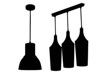 Naklejka premium Hanging chandelier set. Vector image.