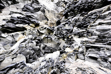 Basaltic rocks, white, black and bluish