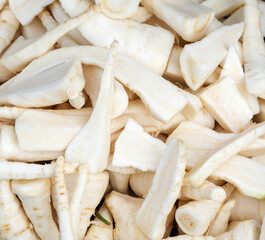 Pile of raw parsley roots
