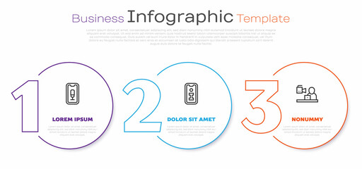 Set line Mobile recording, Information and Breaking news. Business infographic template. Vector