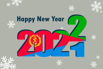 New Year's card 2022. Depicted: an element of the flag of Eritrea, a festive inscription and snowflakes. it can be used as a promotional poster, postcard, flyer, invitation, or website.