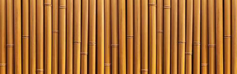 Panorama of Brown old Bamboo fence texture and background seamless