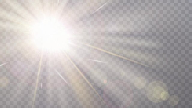 Sunlight or sunrise concept. Moving realistic star on transparent background for overlay. Popup design element for videos and clips. Brilliant sun striving upward. Graphic modern animated cartoon