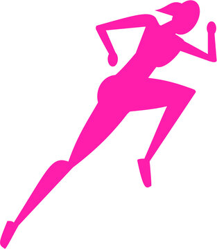 Simple vector pink geometric deconstructed form, strong and beautiful fitness female running  