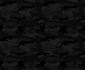 
black camouflage pattern, vector seamless night background for printing. - obrazy, fototapety, plakaty