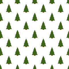 Green Christmas trees seamless pattern. Green forest with pine trees, vector texture for fabric