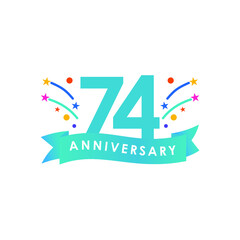 74 years anniversary celebration vector