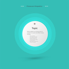 Infographic Process with circle chart in white pannels on Light blue Background and template of Infographic with three opions or steps for presentation objects design.eps
