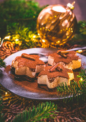 Christmas cinnamon ice dessert in star shape