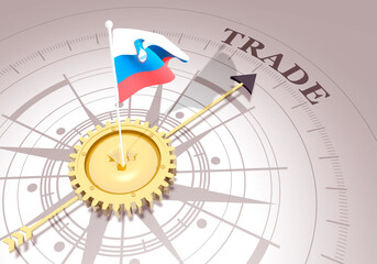 Global business concept. Waved flag of Slovenia