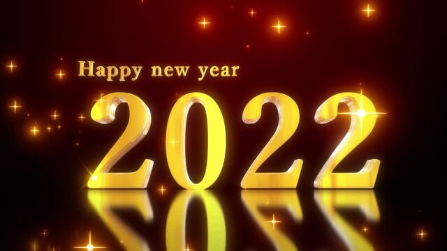 あけましておめでとう　キラキラした2021の文字と背景　パーティクル　4K　loop