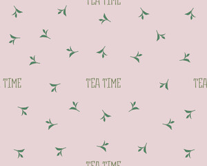 Seamless pattern with cute tea attributes in pastel colors - vector illustration, eps stock illustration