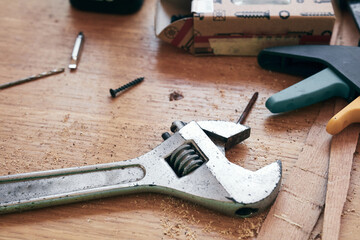 Handyman's miscellaneous tools for fixing furniture and various things.