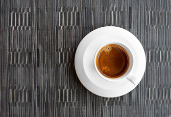 fresh americano coffee on table with restaurant or kitchenroom of natural resort with copy space for concept of business, food and lifestyle