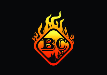 Fire BC Letter Logo And Icon Design Template