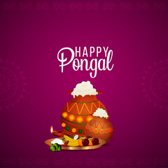 Happy pongal creative illustration and background