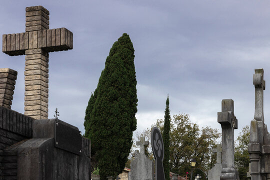day cemetery in the village of Basauri in Spain