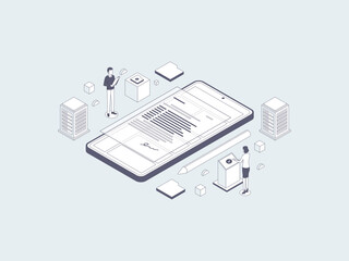 Digital Signature Isometric Illustration Lineal Gray. Suitable for Mobile App, Website, Banner, Diagrams, Infographics, and Other Graphic Assets.