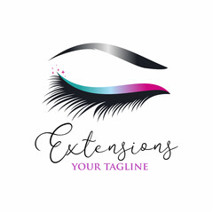 Luxury eyelashes logo Premium Vector
