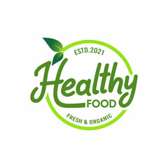 Healthy food logo Premium Vector
