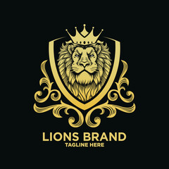 Heraldry lion luxury design vector