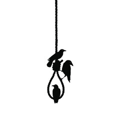 Gallows (Hanging Rope) and Crow Silhouette. Dramatic, Creepy, Horror, Scary, Mystery, or Spooky Illustration. Illustration for Horror Movie or Halloween Poster Element. Vector Illustration - obrazy, fototapety, plakaty