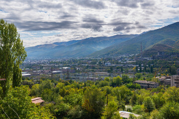 Fototapeta na wymiar Panoramic view of Vanadzor from above, Armenia