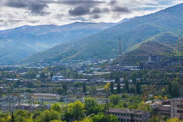 Fototapeta na wymiar Panoramic view of Vanadzor from above, Armenia