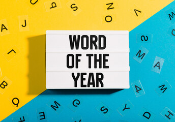 Headline Word of the year as symbolic image for grammar or language title