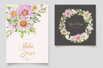 hand drawn daisy floral card set 