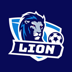 Lion head soccer badge logo