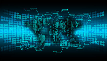 world binary circuit board future technology, blue hud cyber security concept background