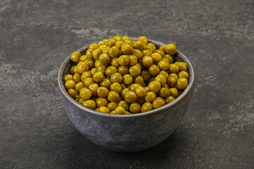 Marinated green pea in the bowl