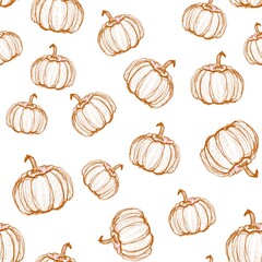 Pumpkins background seamless pattern for thanksgiving, halloween and harvest festival. Autumn/fall concept.