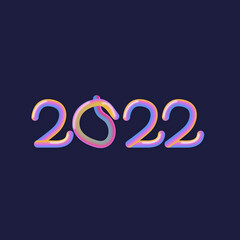 2022 writing with 3D lighting style. Perfect for Instagram posts, greeting cards, shirt printing, stickers, etc.