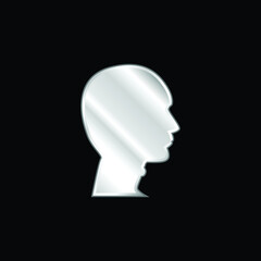 Bald Man Head silver plated metallic icon