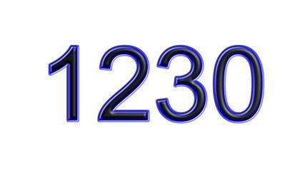 blue 1230 number 3d effect white background