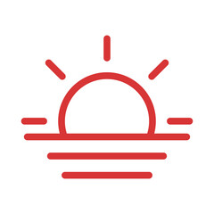 Sunrise vector icon. Red symbol