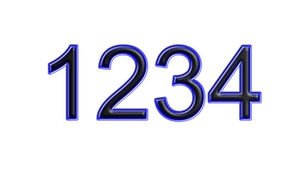blue 1234 number 3d effect white background