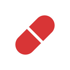 Capsule vector icon. Red symbol